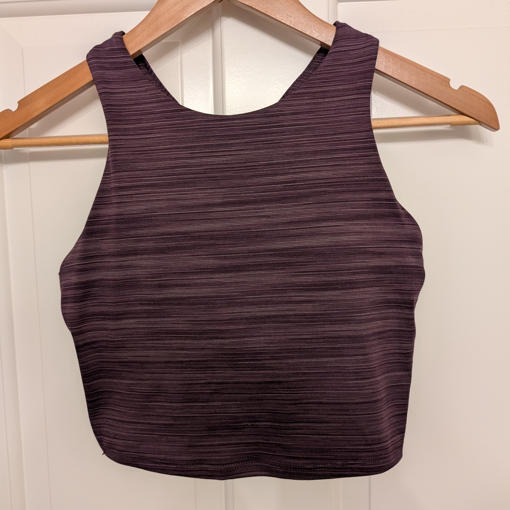 Athleta Striped Purple Crop  Sports Bra Top